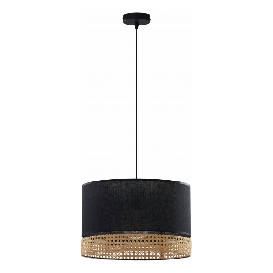 Hanglamp aan een koord PAGLIA 1xE27/15W/230V zwart/rotan
