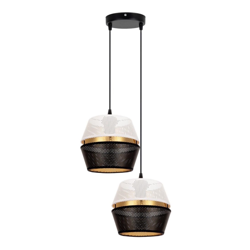 Hanglamp aan een koord PARIJS 2xE27/60W/230V wit/zwart/goud