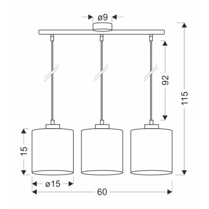 Hanglamp aan een koord PATTI 3xE27/60W/230V groen