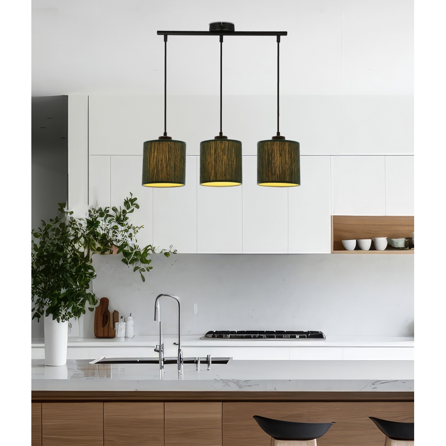 Hanglamp aan een koord PATTI 3xE27/60W/230V groen