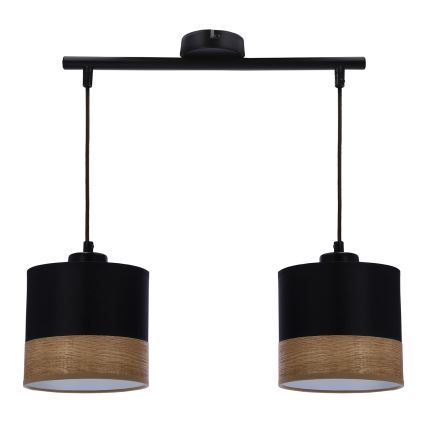 Hanglamp aan een koord PORTO 2xE27/60W/230V zwart/bruin