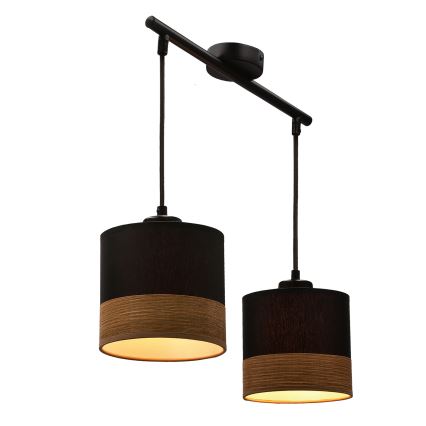 Hanglamp aan een koord PORTO 2xE27/60W/230V zwart/bruin