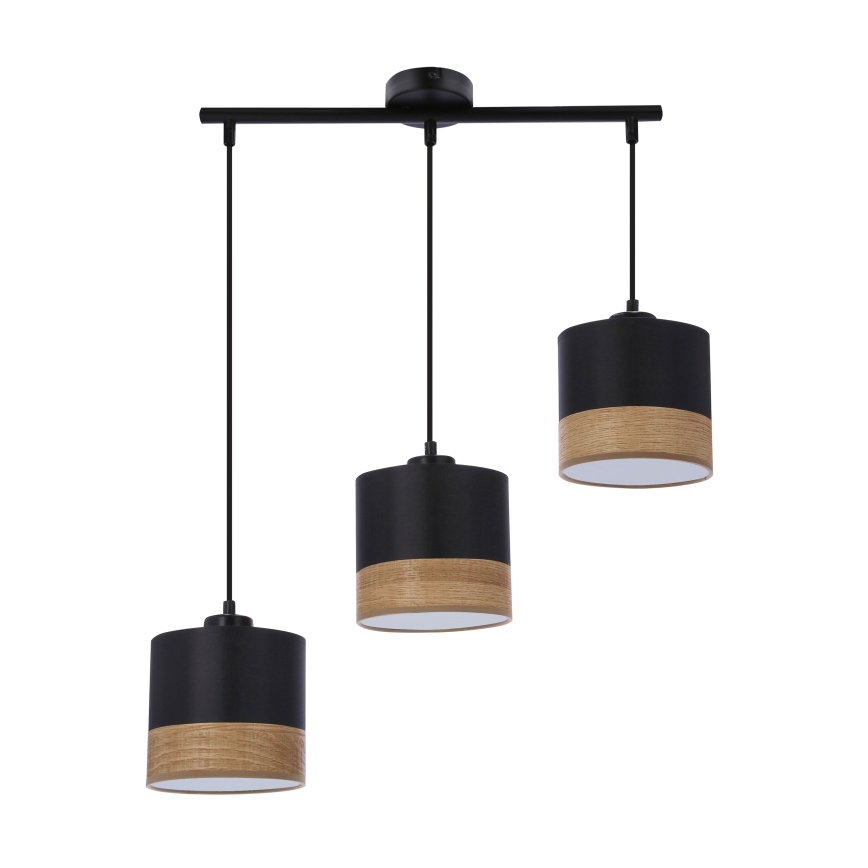 Hanglamp aan een koord PORTO 3xE27/60W/230V zwart/bruin
