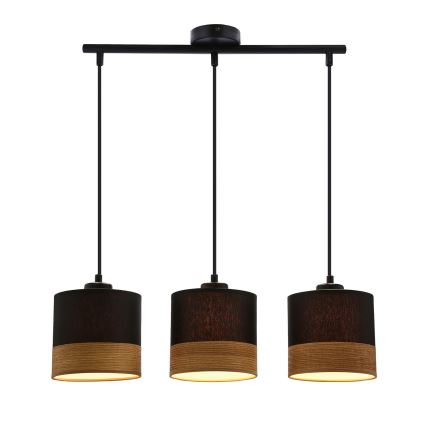 Hanglamp aan een koord PORTO 3xE27/60W/230V zwart/bruin