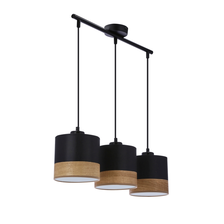 Hanglamp aan een koord PORTO 3xE27/60W/230V zwart/bruin