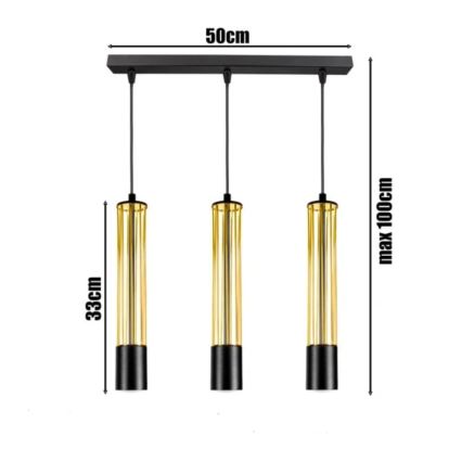 Hanglamp aan een koord PRESCOT 3xGU10/40W/230V goud