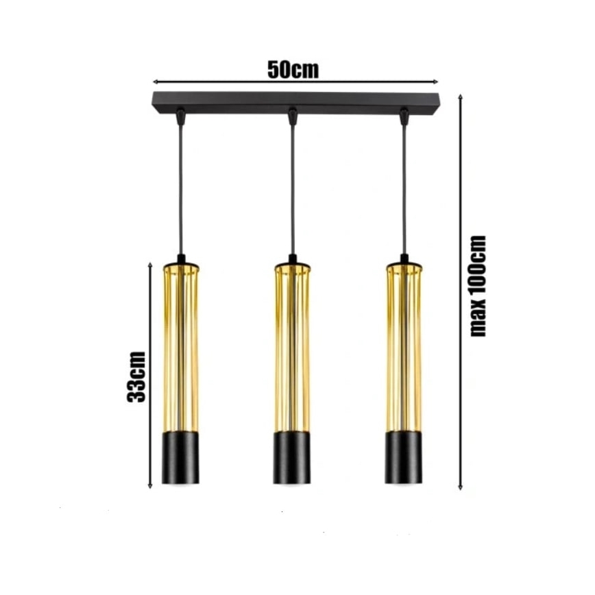 Hanglamp aan een koord PRESCOT 3xGU10/40W/230V goud