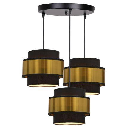 Hanglamp aan een koord PRESTIGE 3xE27/40W/230V goud/zwart