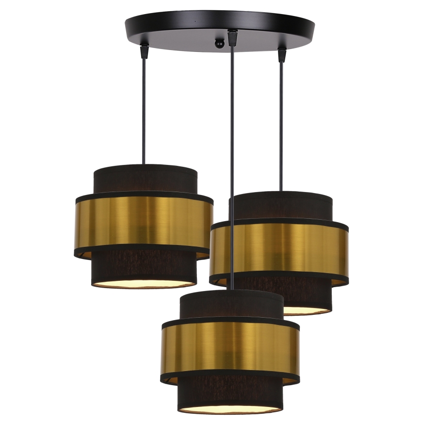 Hanglamp aan een koord PRESTIGE 3xE27/40W/230V goud/zwart