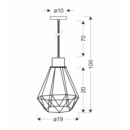 Hanglamp aan een koord PRIMO 1xE27/60W/230V zwart/goud