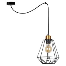 Hanglamp aan een koord PRIMO 1xE27/60W/230V zwart/goud