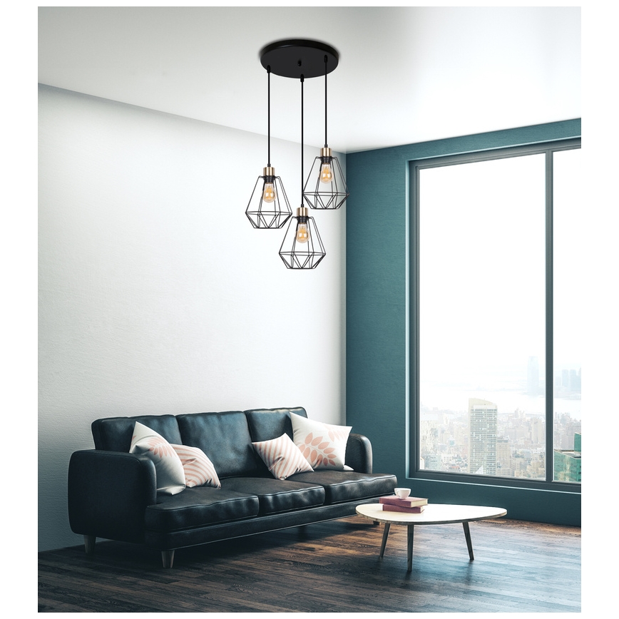 Hanglamp aan een koord PRIMO 3xE27/60W/230V