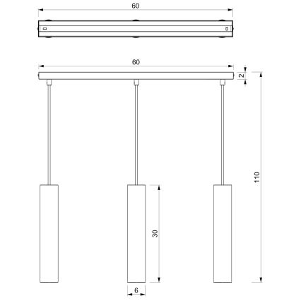 Hanglamp aan een koord RAITO 3xGU10/8W/230V messing