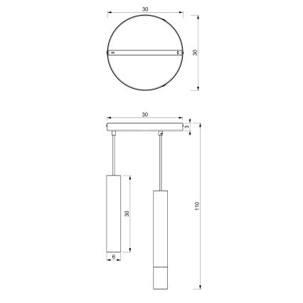 Hanglamp aan een koord RAITO 3xGU10/8W/230V messing