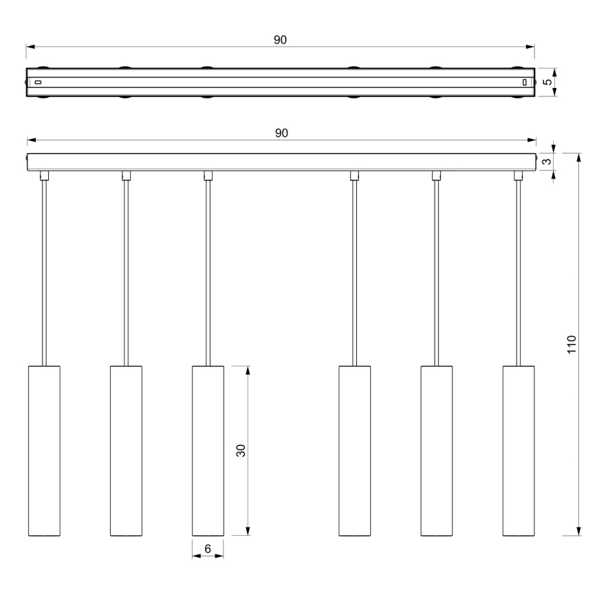 Hanglamp aan een koord RAITO 6xGU10/8W/230V messing