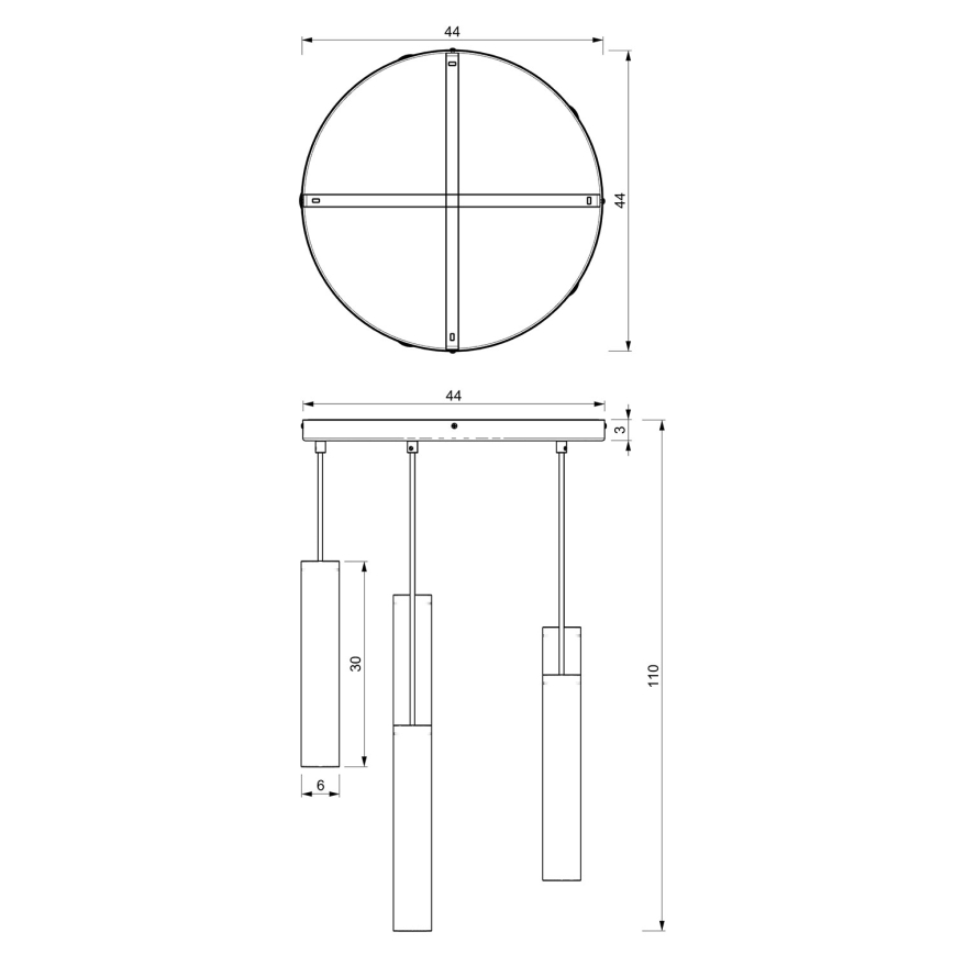Hanglamp aan een koord RAITO 6xGU10/8W/230V messing