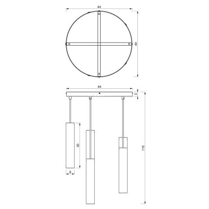 Hanglamp aan een koord RAITO 6xGU10/8W/230V zwart