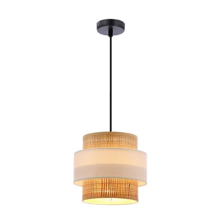 Hanglamp aan een koord RATTAN 1xE27/40W/230V wit/bruin