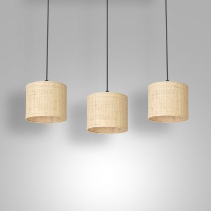 Hanglamp aan een koord RATTAN 3xE27/60W/230V rotan