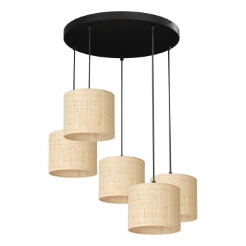 Hanglamp aan een koord RATTAN 5xE27/60W/230V rotan