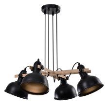 Hanglamp aan een koord RENO 4xE27/40W/230V zwart/bruin