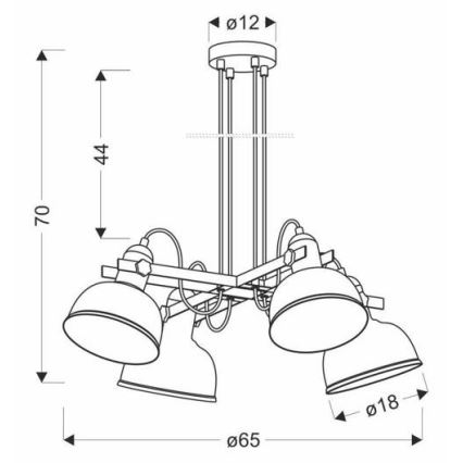 Hanglamp aan een koord RENO 4xE27/40W/230V zwart/bruin