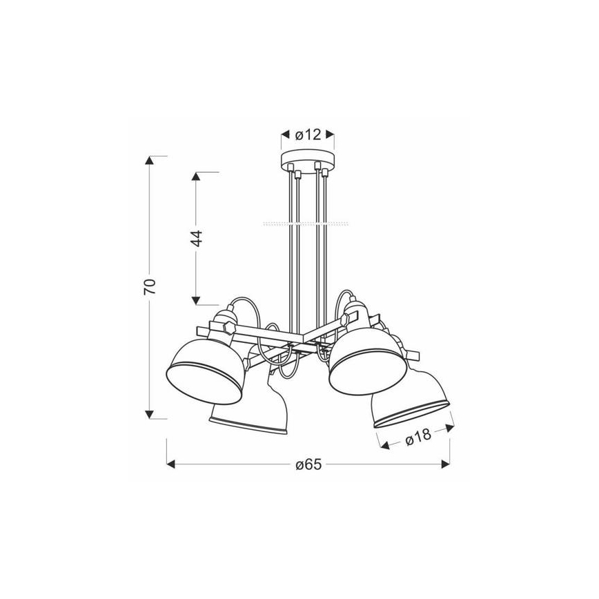 Hanglamp aan een koord RENO 4xE27/40W/230V zwart/bruin