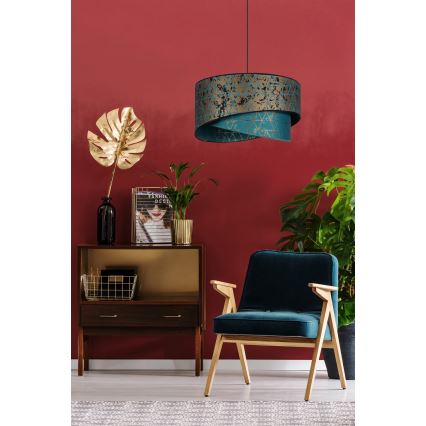 Hanglamp aan een koord REZO 1xE27/60W/230V turkoois/goud