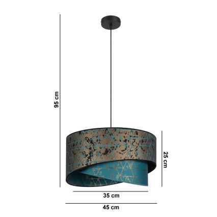 Hanglamp aan een koord REZO 1xE27/60W/230V turkoois/goud