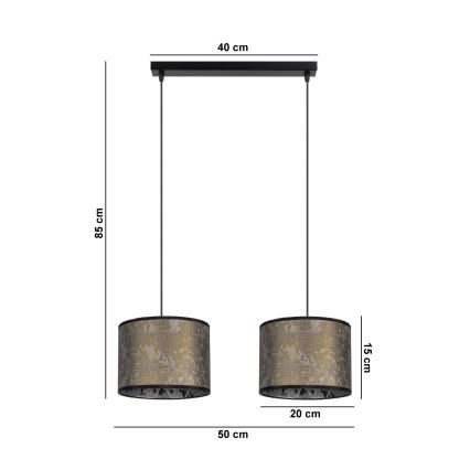 Hanglamp aan een koord REZO 2xE27/60W/230V goud