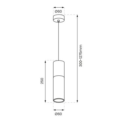 Hanglamp aan een koord RICKY 1xGU10/10W/230V zwart