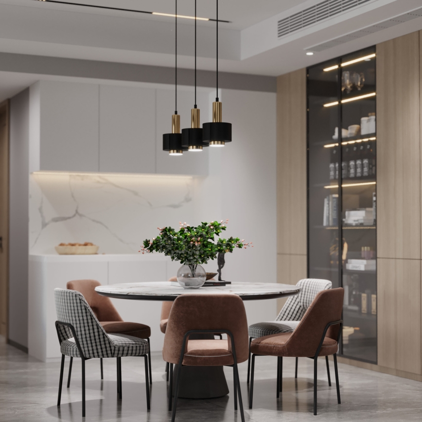 Hanglamp aan een koord RIF LUX 1xGX53/12W/230V diameter 15 cm zwart/goud