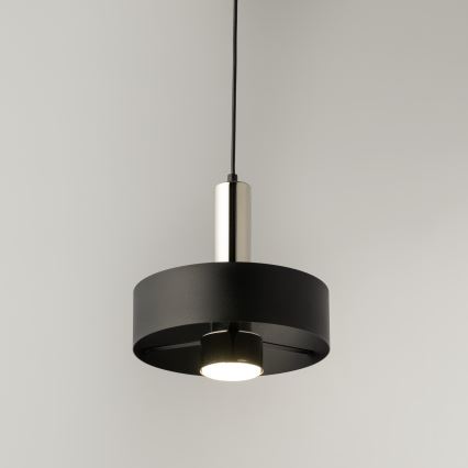 Hanglamp aan een koord RIF LUX 1xGX53/12W/230V diameter 25 cm zwart/glanzend chroom