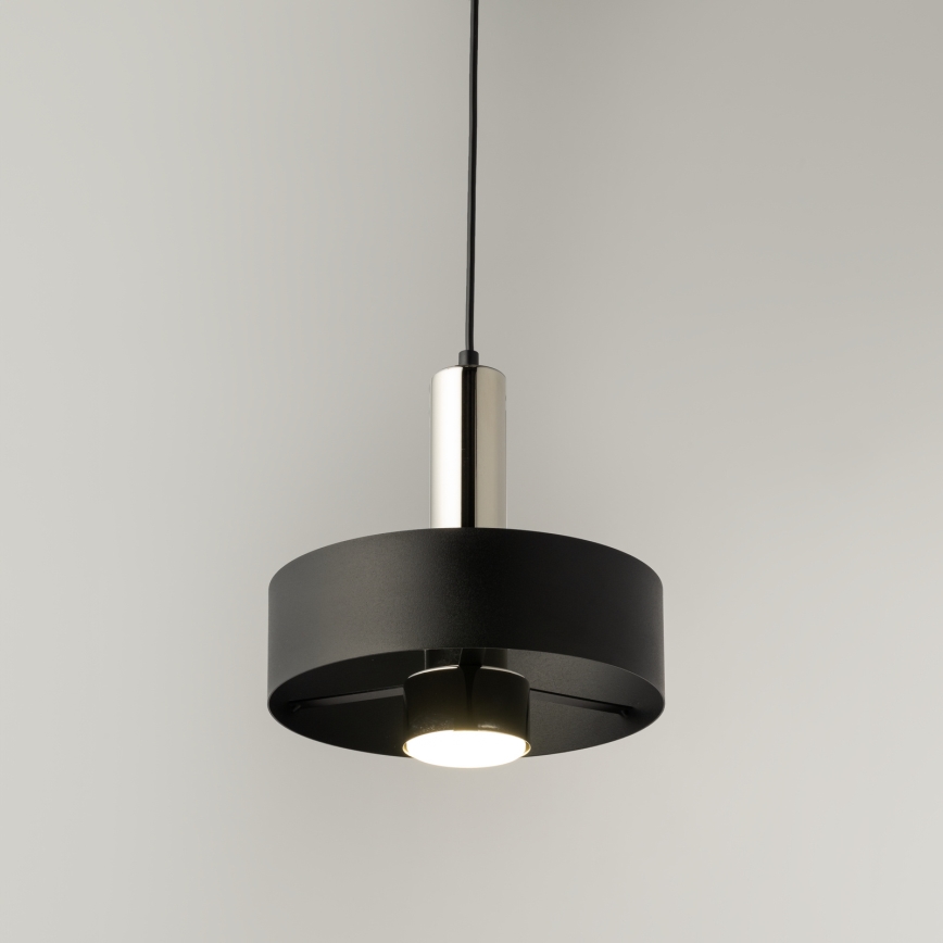 Hanglamp aan een koord RIF LUX 1xGX53/12W/230V diameter 25 cm zwart/glanzend chroom