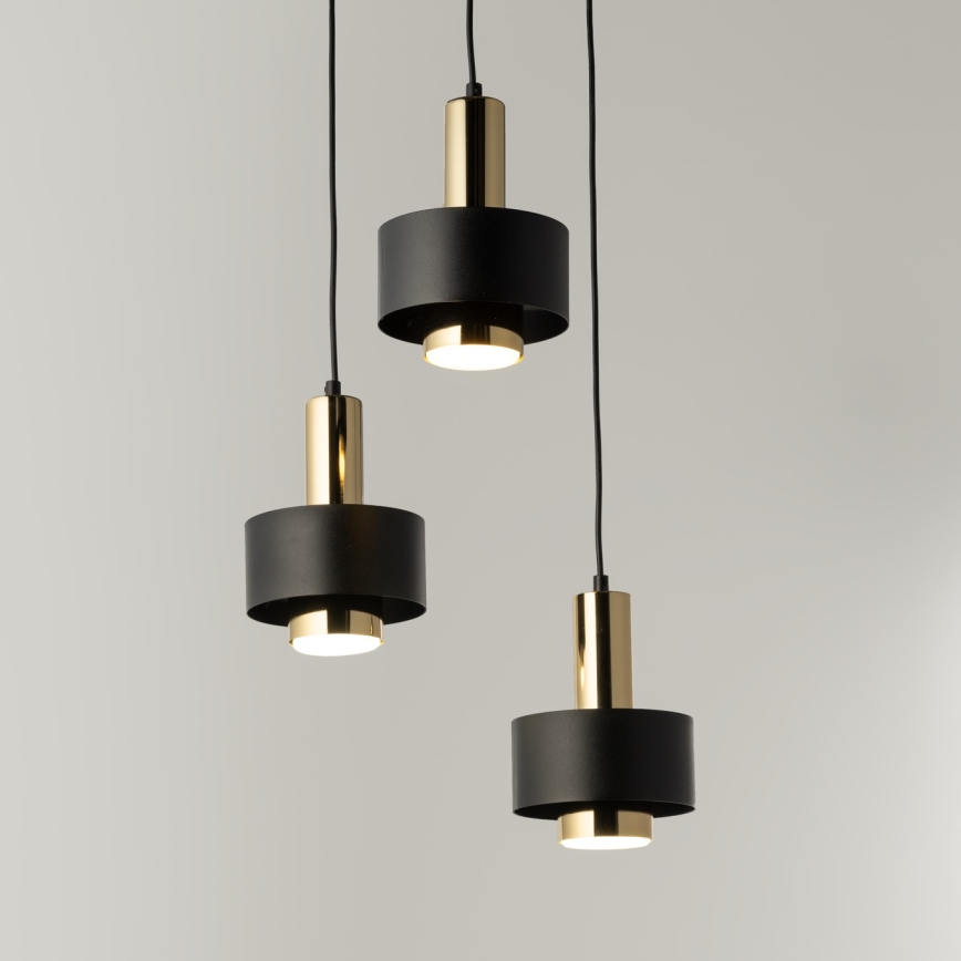 Hanglamp aan een koord RIF LUX 3xGX53/12W/230V diameter 38 cm zwart/goud