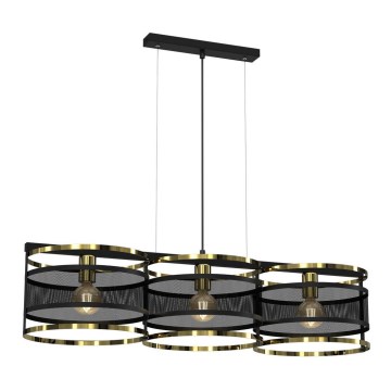 Hanglamp aan een koord RIM 3xE27/60W/230V zwart/gouden