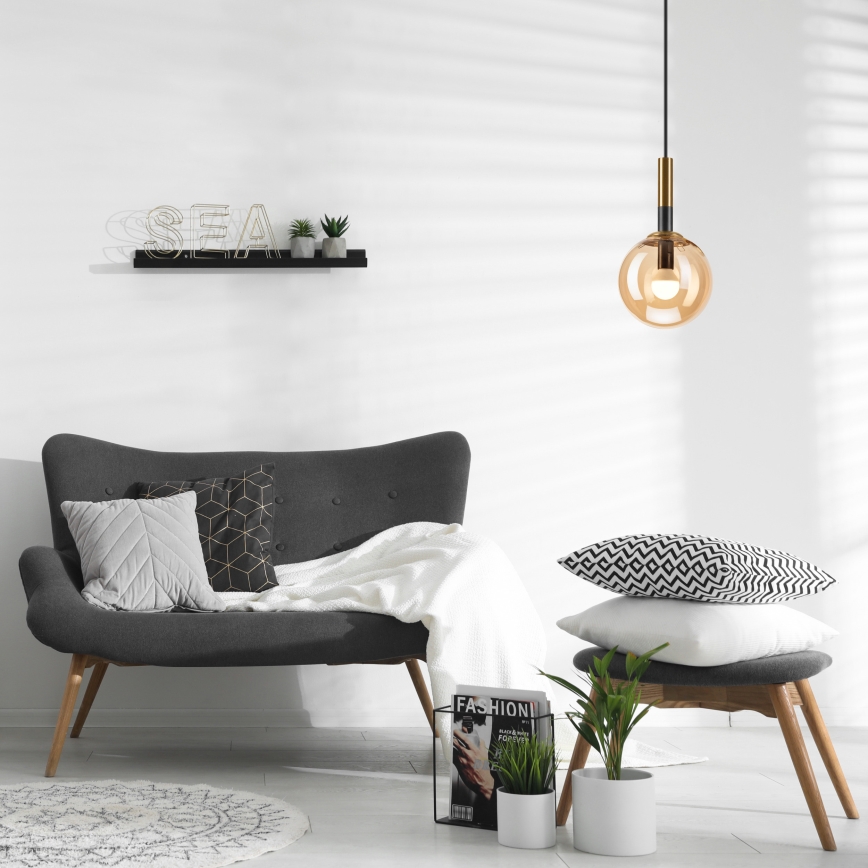 Hanglamp aan een koord ROLLO 1xE14/5W/230V goud/gerookt beige