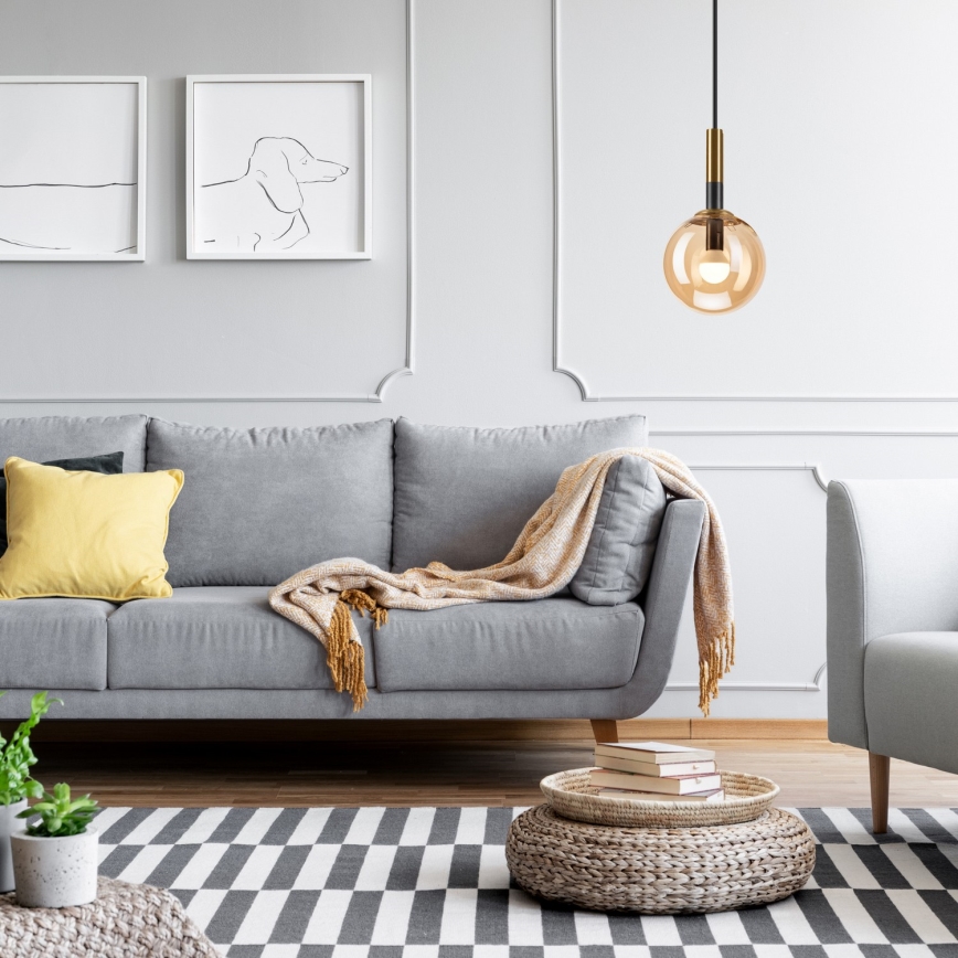 Hanglamp aan een koord ROLLO 1xE14/5W/230V goud/gerookt beige