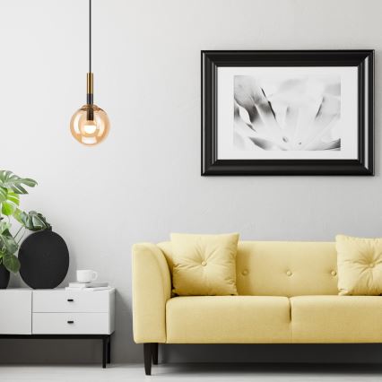 Hanglamp aan een koord ROLLO 1xE14/5W/230V goud/gerookt beige