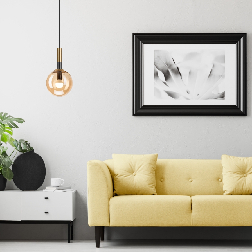 Hanglamp aan een koord ROLLO 1xE14/5W/230V goud/gerookt beige