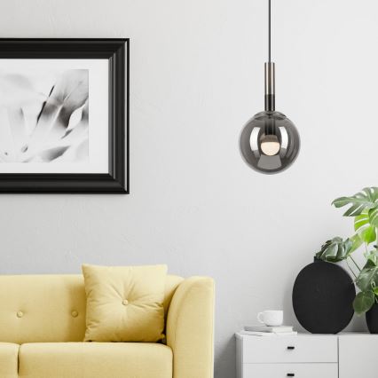 Hanglamp aan een koord ROLLO 1xE14/5W/230V mat chroom/gerookt