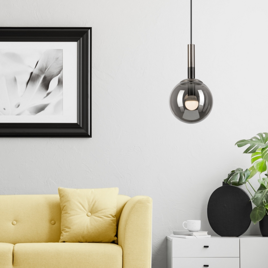 Hanglamp aan een koord ROLLO 1xE14/5W/230V mat chroom/gerookt