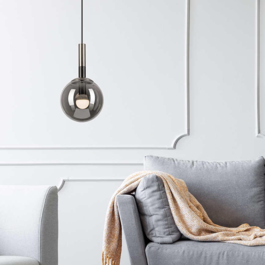 Hanglamp aan een koord ROLLO 1xE14/5W/230V mat chroom/gerookt