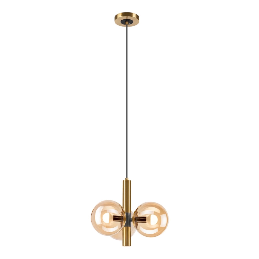 Hanglamp aan een koord ROLLO 3xE14/5W/230V goud/gerookt beige