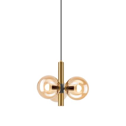 Hanglamp aan een koord ROLLO 3xE14/5W/230V goud/gerookt beige