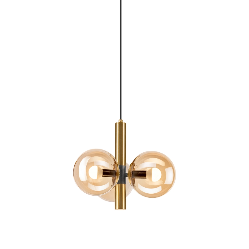 Hanglamp aan een koord ROLLO 3xE14/5W/230V goud/gerookt beige