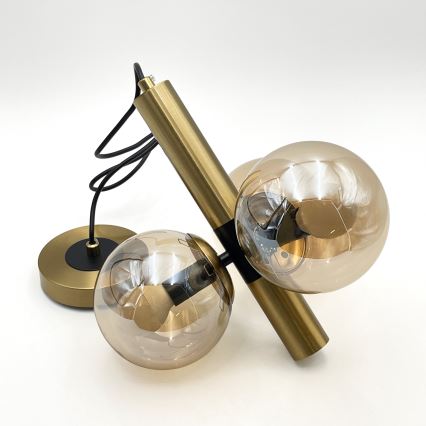 Hanglamp aan een koord ROLLO 3xE14/5W/230V goud/gerookt beige