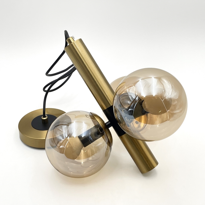 Hanglamp aan een koord ROLLO 3xE14/5W/230V goud/gerookt beige