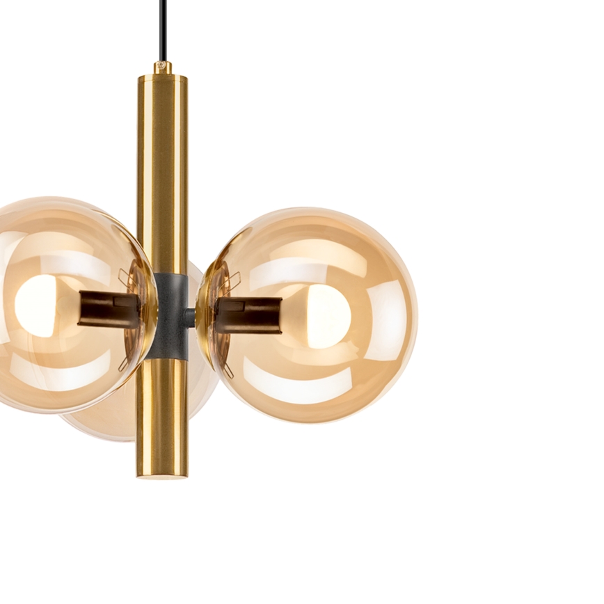 Hanglamp aan een koord ROLLO 3xE14/5W/230V goud/gerookt beige
