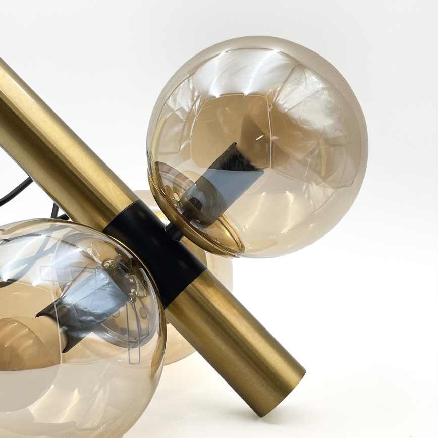 Hanglamp aan een koord ROLLO 3xE14/5W/230V goud/gerookt beige